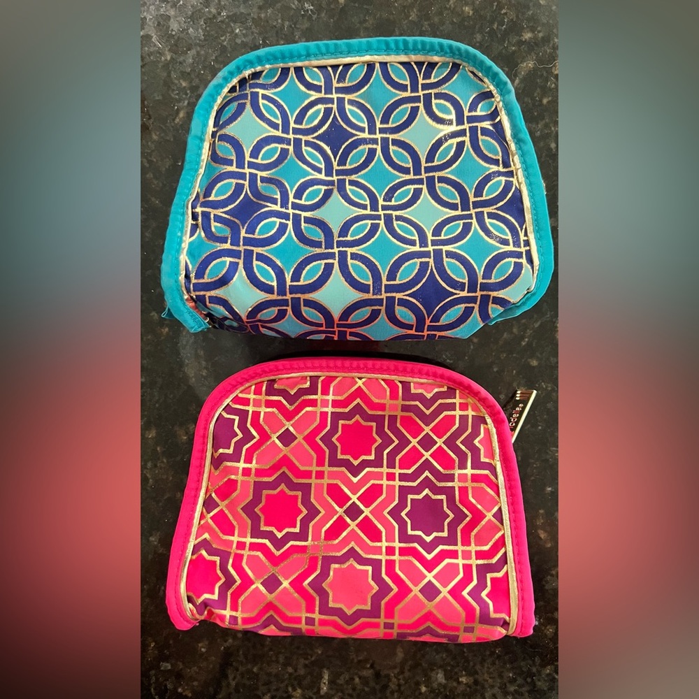 2 Small Patterned Makeup Bags - image 1